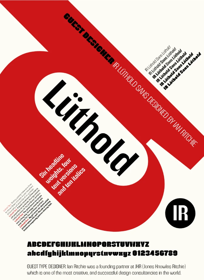 IR Lüthold Sans and IR Lüthold Sans Text designed by Ian Ritchie for London Type Foundry