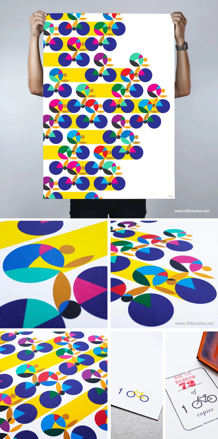 Ride the Rainbow: Bicycle Art Print by 100copies