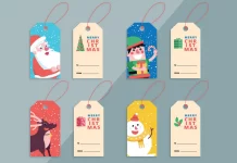 These Customizable Christmas Gift Tag Layouts are the Secret to Perfectly Wrapped Presents Download 4 Christmas Gift Tag Layouts as Vector Graphics for Adobe Illustrator with Festive Illustrations by GrafVishenka.