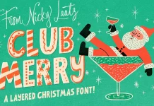 Club Merry Layered Font, a Retro Christmas Typeface by Nicky Laatz