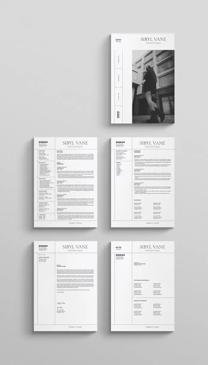 Minimalist Resum/CV and Cover Letter Template Design with Photo Space by RedGiant for Adobe InDesign