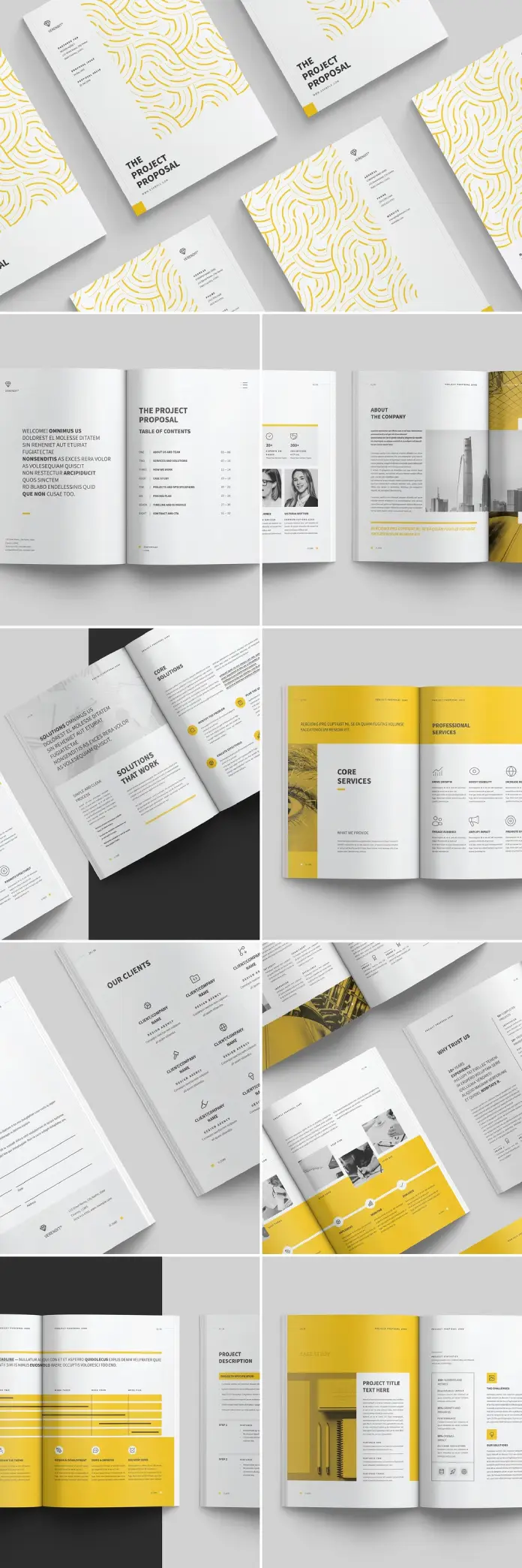 Adobe InDesign Proposal and Portfolio Brochure Template by RedGiant in US Letter and A4
