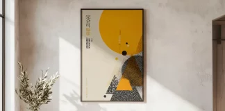 Framed Poster Photoshop Mockup by The Rose Project to Showcase Art in a Stylish Living Room.