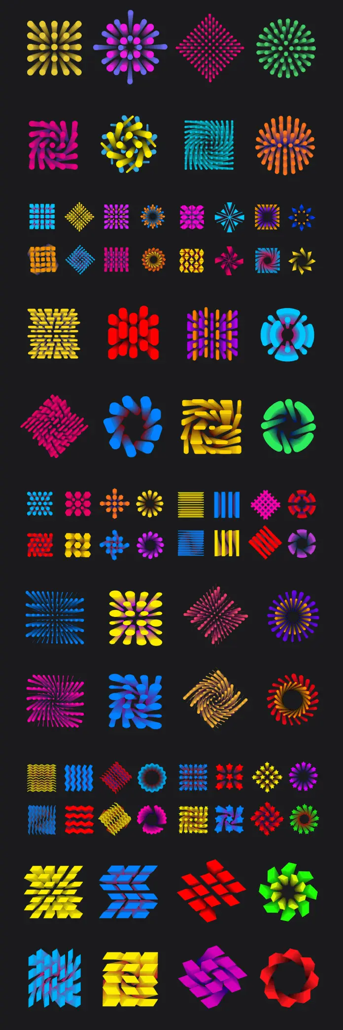 Set of Abstract Geometric Vector Shapes of Bold Colors and Gradients by Oleg R.