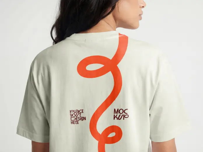 T-shirt back view Photoshop mockup in high resolution.