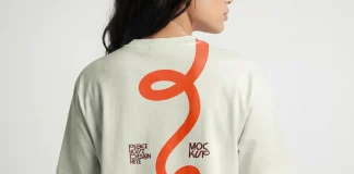 T-shirt back view Photoshop mockup in high resolution.