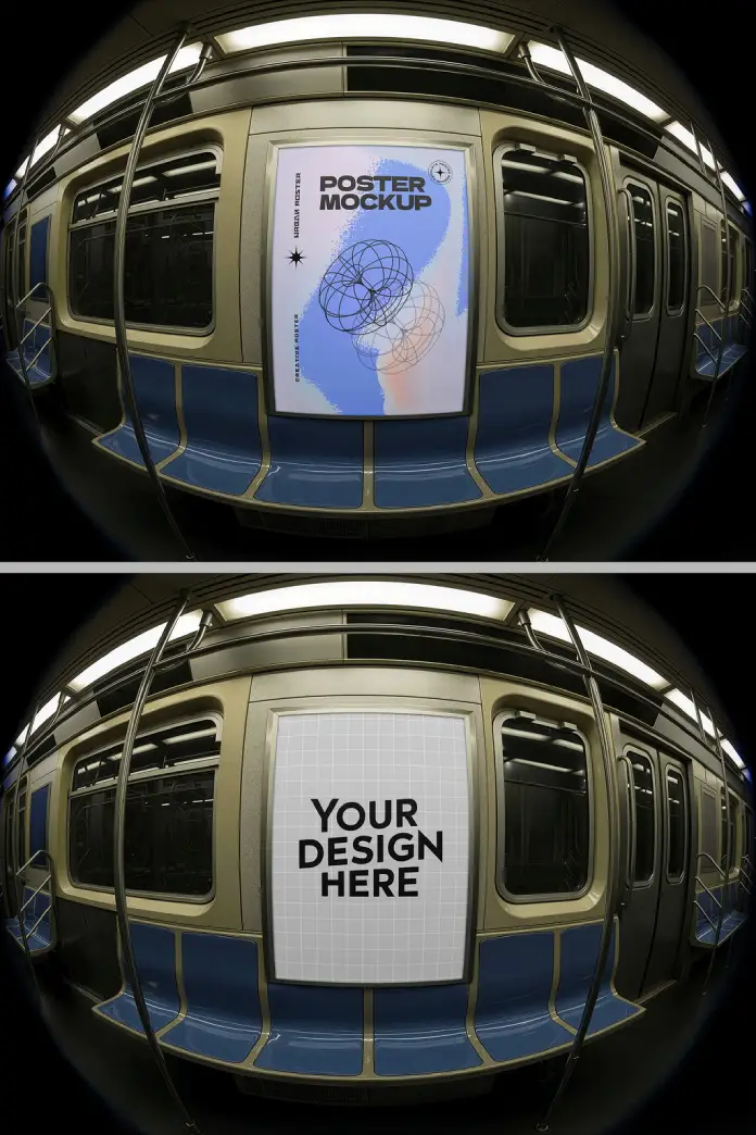 Urban Subway Poster Mockup for Adobe Photoshop with Fisheye Effect by Gustavo Comunello.