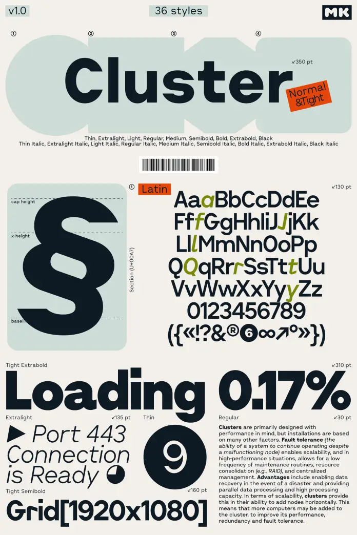 Cluster font family by Kobuzan.