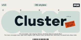 Cluster font family by Kobuzan.