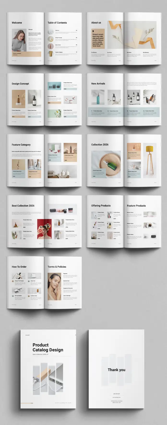 Download this Adobe InDesign product catalog template in US Letter and A4, designed by E-Type.