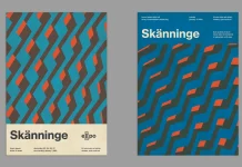 A mid-century modernist Swiss-style poster layout for Adobe Illustrator by BlackCatStudio.