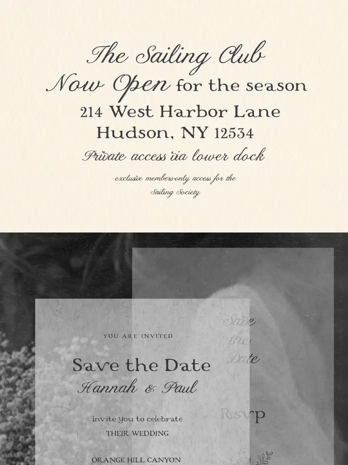The Boathouse and Sailing Club is a vintage, handmade font duo by Laras Wonderland.