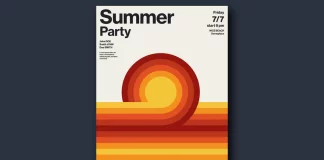 This Minimalist Summer Party Poster Template Nails Retro Design Without Trying Too Hard This minimalist summer party poster template in retro style by Jozef Micic is available for download as a vector graphic for Adobe Illustrator.