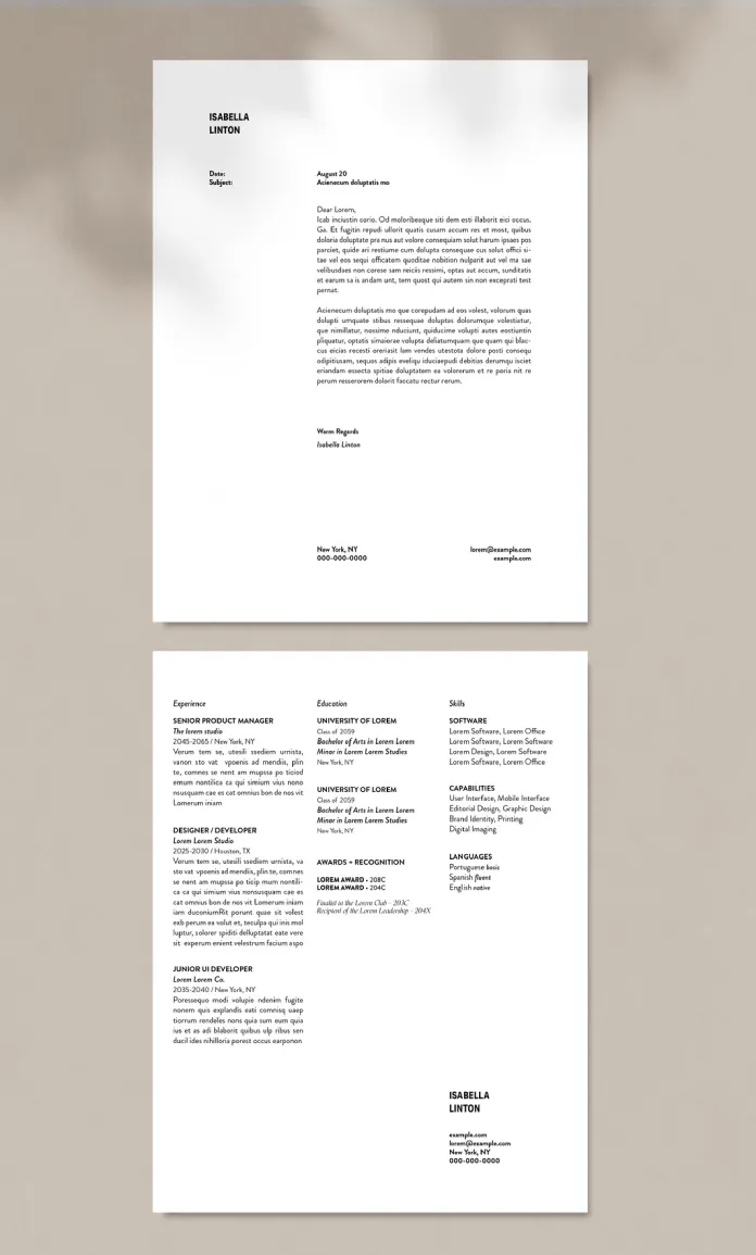 Super Minimalist InDesign Resume Template with Cover Letter by Pixejoo.