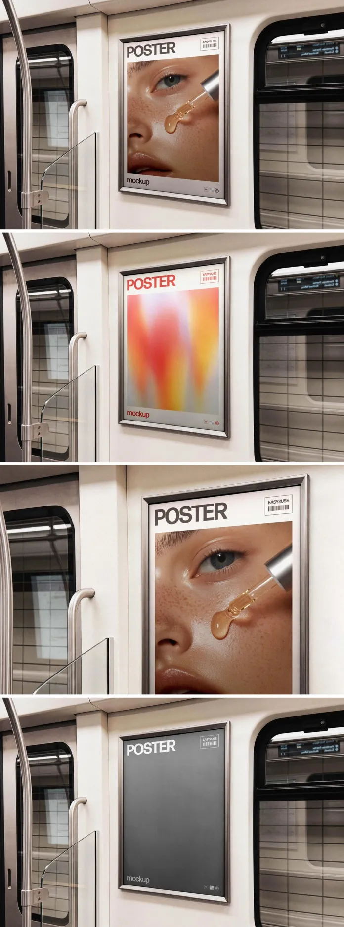 High-res Train Poster Design Photoshop Mockup: Subway Branding Presentation by Pixelbuddha Studio