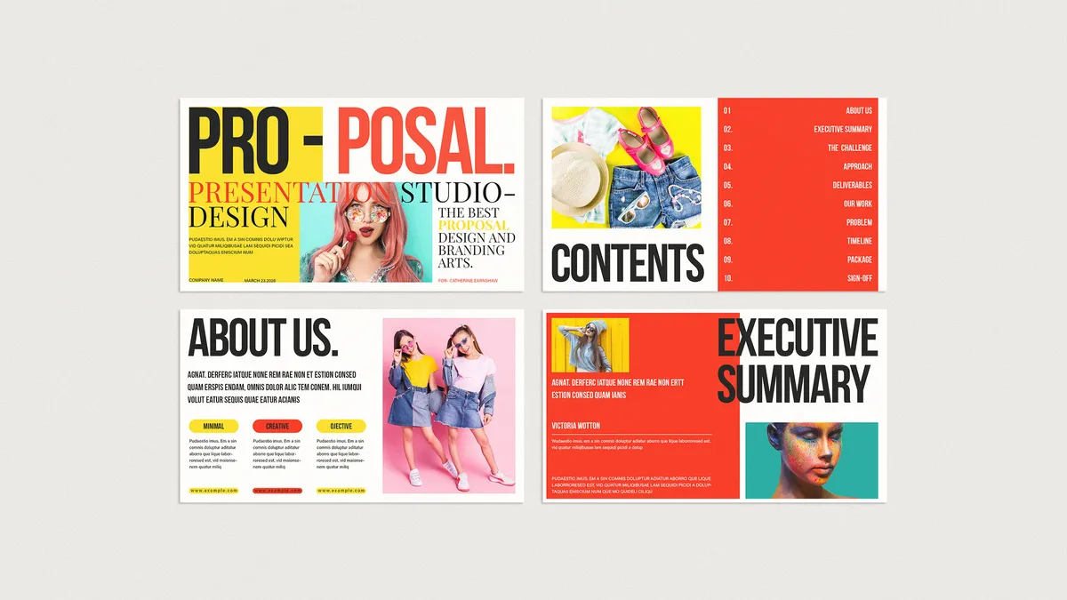 A Colorful Business Proposal Presentation Template for Adobe InDesign by E-Type.