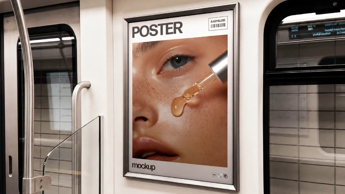 High-Res Poster Design Photoshop Mockup: Subway Branding