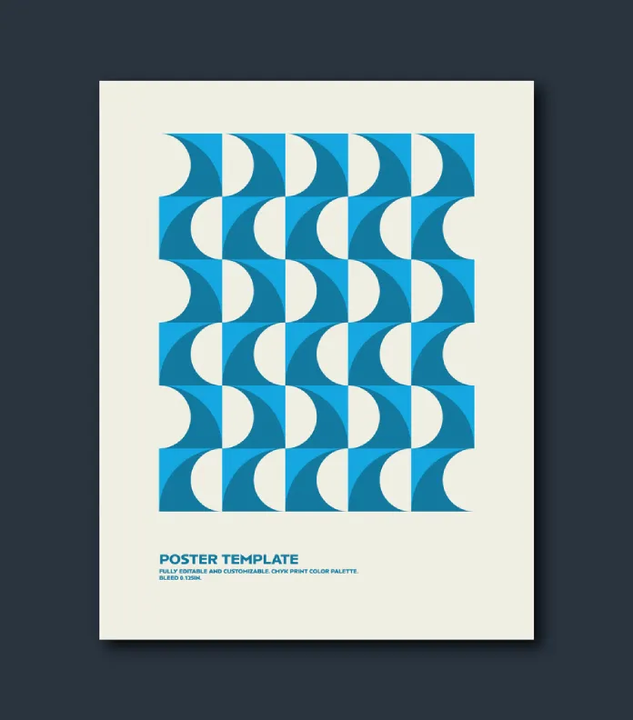 Minimalist Summer Poster Design Template With Ocean Wave Pattern