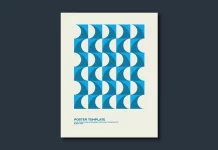 Minimalist Summer Poster Design Template With Ocean Wave Pattern