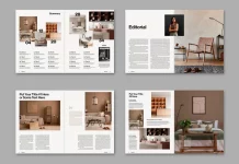 This Adobe InDesign magazine template in US Letter size was created by graphic designer Tom Sarraipo.