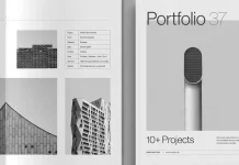 What Makes This Portfolio Brochure InDesign Layout Worth Your Download? A portfolio brochure InDesign layout in US Letter and A4 by bourjart.