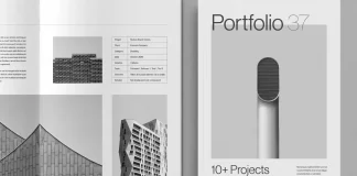 What Makes This Portfolio Brochure InDesign Layout Worth Your Download? A portfolio brochure InDesign layout in US Letter and A4 by bourjart.