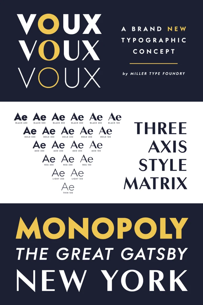 Voux font family by Miller Type Foundry.