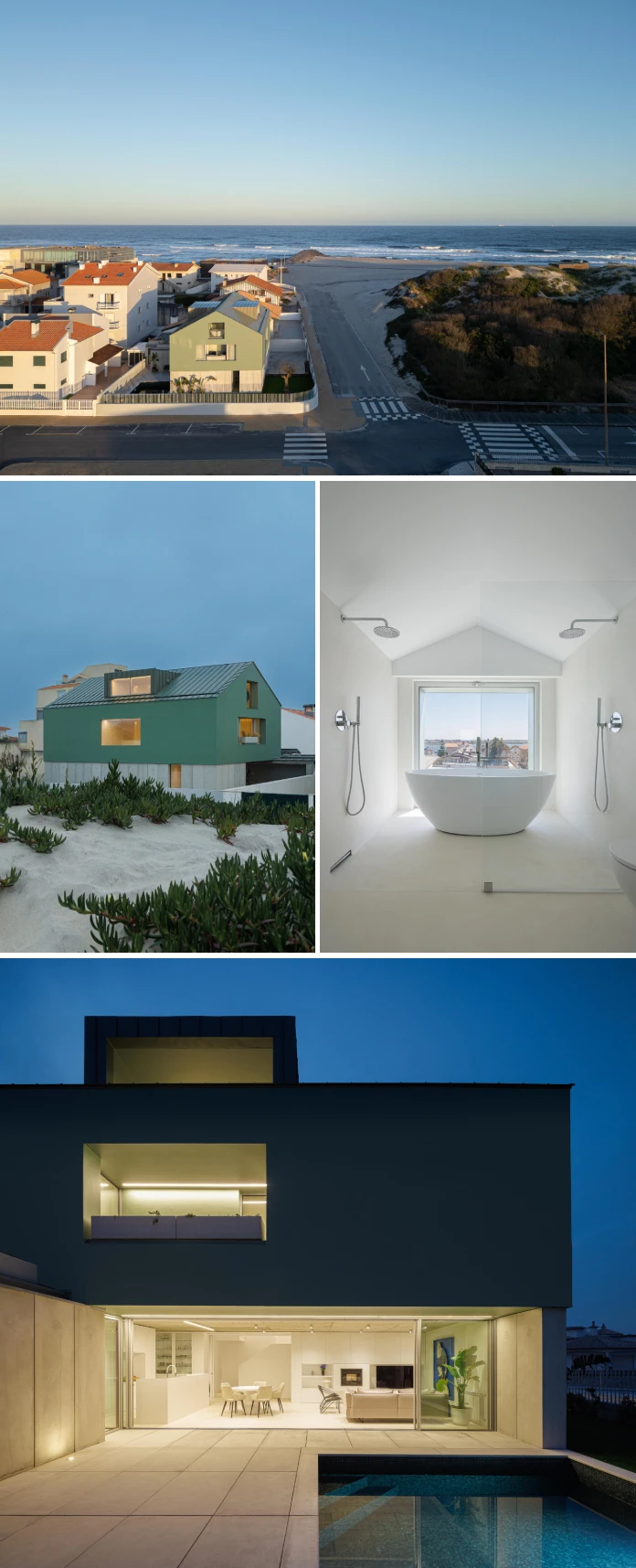 Casa Verde is an architectural project by M2 Senos Arquitectos on the Costa Nova do Prado, in Ílhavo, Portugal. It was photographed by Ivo Tavares.
