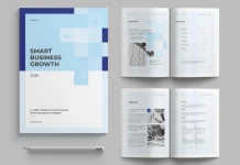 Corporate Brochure InDesign Template for Company Profiles and Annual Reports in US Letter and A4.