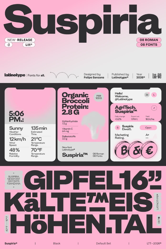 Suspiria font family by Latinotype