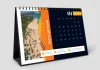 This 2027 desk calendar design in A5 is fully customizable as an Adobe InDesign template.