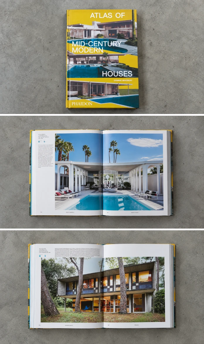 Atlas of Mid-Century Modern Houses, a book written by Dominic Bradbury and published by Phaidon Press.