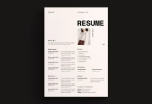 A creative resume template for Adobe InDesign layouts in US Letter and A4, designed by Adobe Stock contributor E-Type.