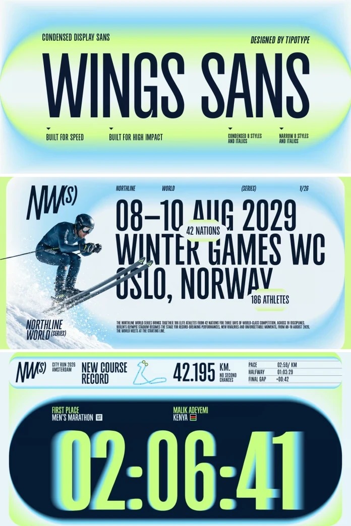 Wings Sans font family by TipoType