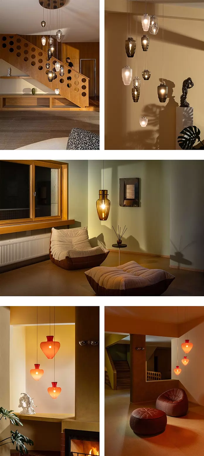 František Jungvirt Brings Sculptural Glass Lighting to Villa Volman.