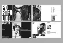 What a Stunning Adobe InDesign Brand Portfolio Presentation Template by E-Type in Black and White A black-and-white Adobe InDesign brand portfolio presentation template by E-Type. The template is available for download via Adobe Stock.