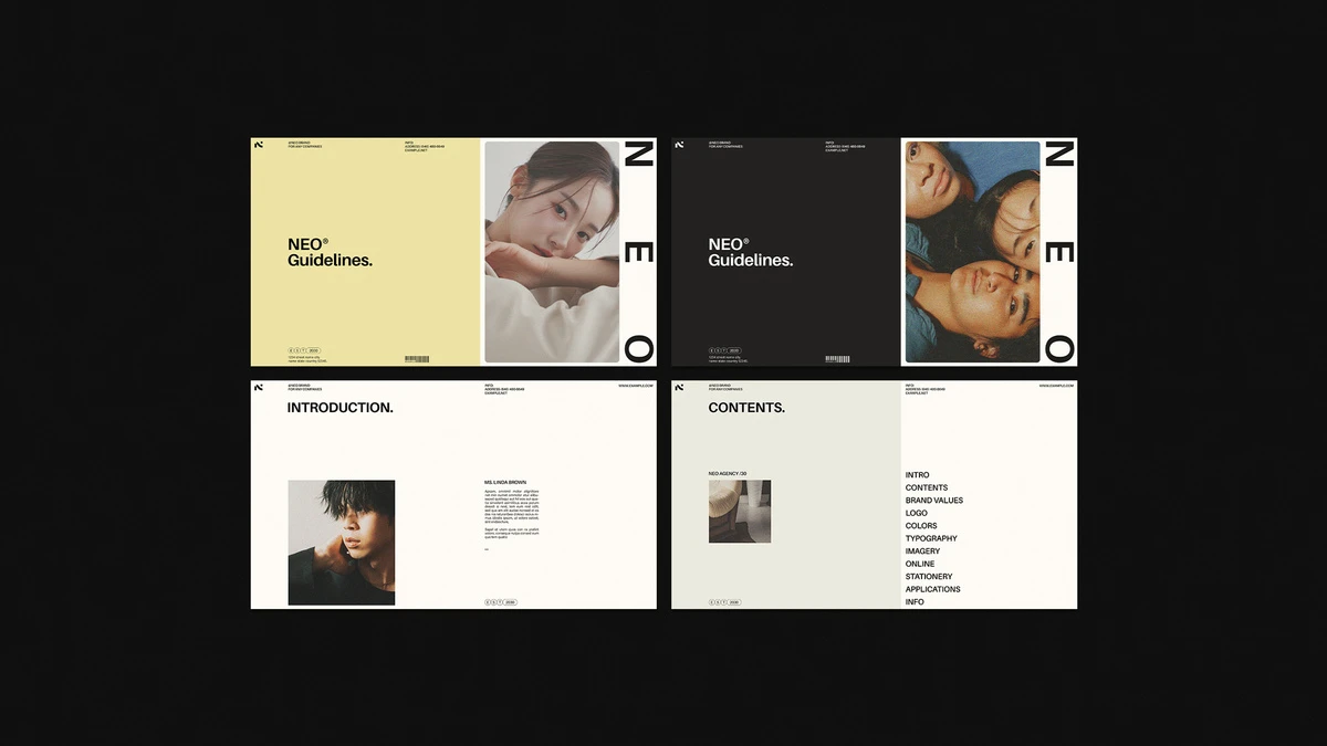 The NEO brand guidelines presentation template was designed by RedGiant as a customizable Adobe InDesign layout. The NEO brand guidelines presentation template was designed by RedGiant as a customizable Adobe InDesign layout.