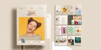 An InDesign Portfolio Brochure Template That Offers a Fresh, Modern, & Customizable Look Adobe InDesign Portfolio Brochure Template by Sirisako