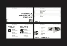 An InDesign Pitch Deck Presentation Template With Black-and-White Slides and Charts A minimalist InDesign pitch deck presentation template with infographics by Adobe Stock contributor E-Type in black and white.