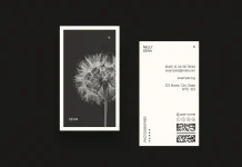 Download a modern and minimalist vertical business card design template for Adobe InDesign as a 2 x 3.5" layout.