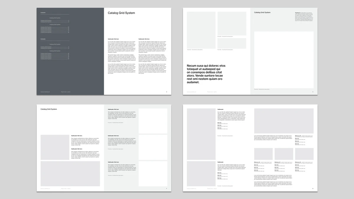 A modular grid-based product catalog layout for Adobe InDesign, designed by Juan ePrint Shop. A modular grid-based product catalog layout for Adobe InDesign, designed by Juan ePrint Shop.