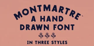 The Montmartre font by Komet & Flicker is a hand-drawn all-caps typeface inspired by vintage signage and print work.
