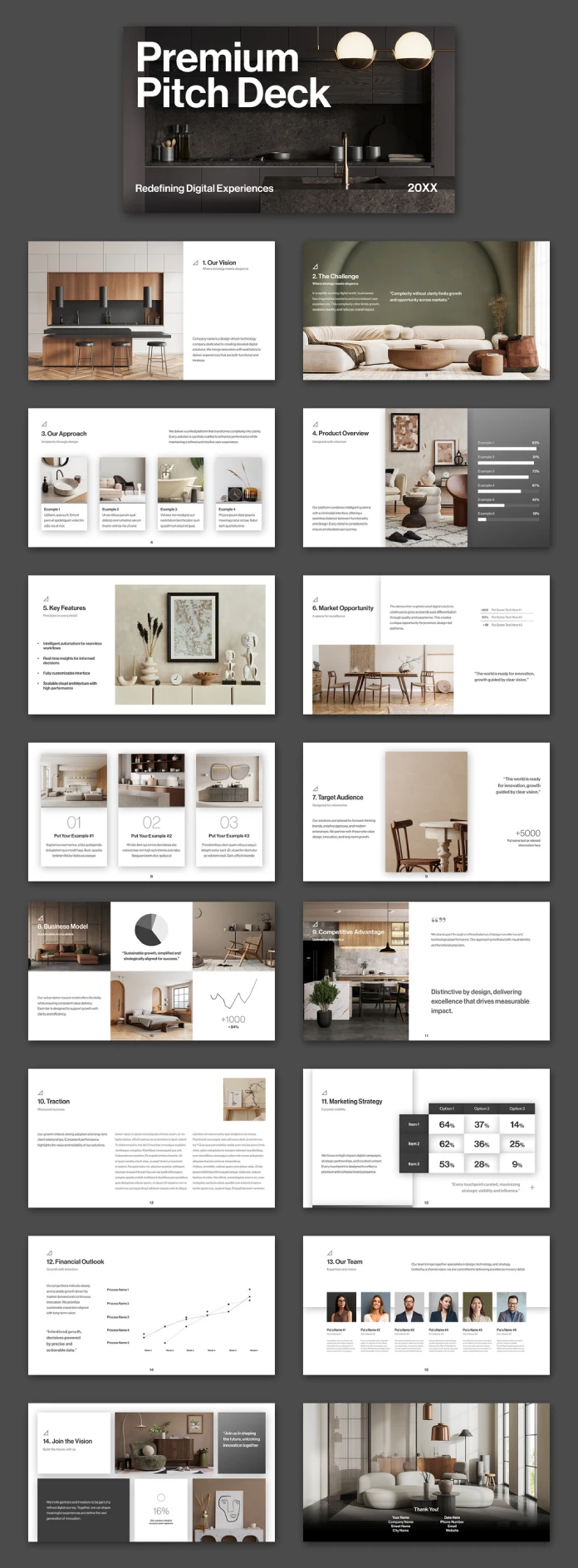 This premium InDesign pitch deck template is available for download from Adobe Stock.