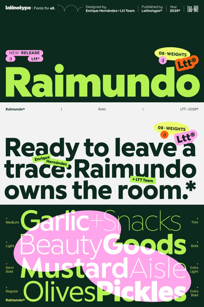 Raimundo font family by Latinotype.