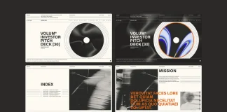 A sample pitch deck presentation template for Adobe InDesign.
