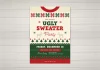 This Christmas party flyer template with an ugly sweater design is available for download as a customizable vector graphic in the form of an Adobe Illustrator layout.